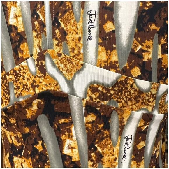 Just Cavalli Womens Dress EU Size 40 US Size Small Animal Print Black Gold Brown - Picture 5 of 11